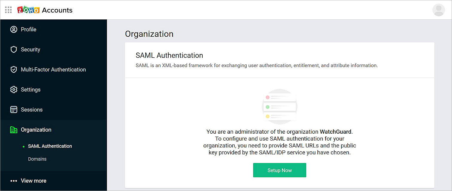 Screen shot of the Zoho SAML Config.jpg
